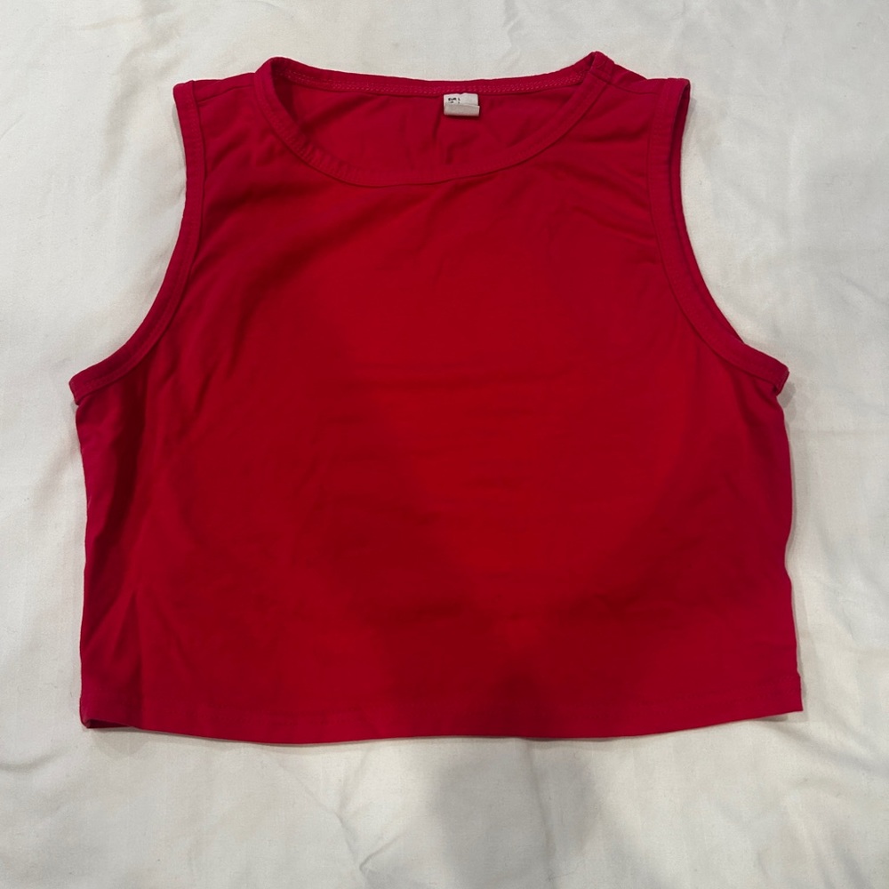 Hot Pink Crop Top High Neckline
